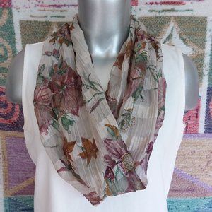 Floral and Metallic Oblong Scarf
